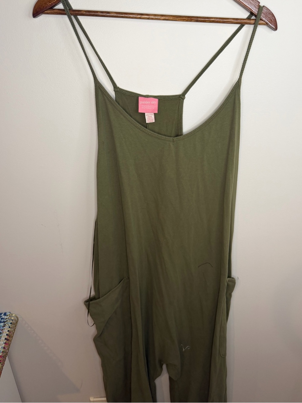 Privacy Please Olive Green Spaghetti-Strap romper